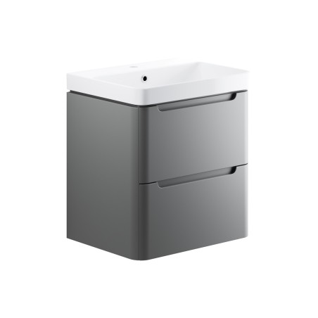 Lagos 605mm 2 Drawer Wall Hung Basin Unit - Matt Grey | Vani