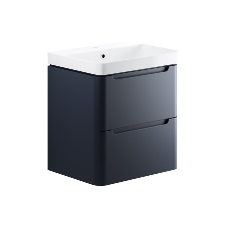 Lagos 605mm 2 Drawer Wall Hung Basin Unit - Matt Indigo | Va