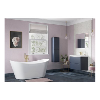 Lagos 605mm 2 Drawer Wall Hung Basin Unit - Matt Indigo | Va 2