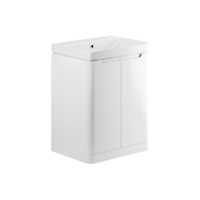 Lagos 605mm 2 Door Floor Standing Basin Unit - White Gloss |