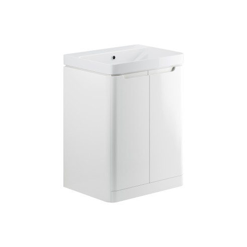 Lagos 605mm 2 Door Floor Standing Basin Unit - White Gloss |