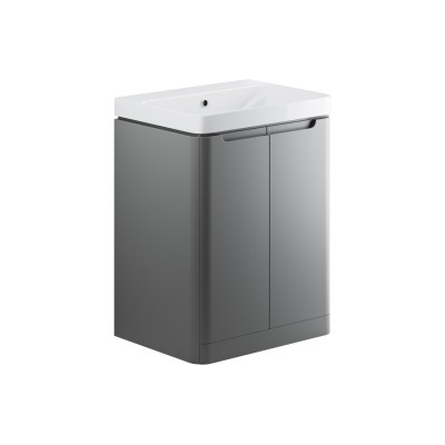 Lagos 605mm 2 Door Floor Standing Basin Unit - Matt Grey | V
