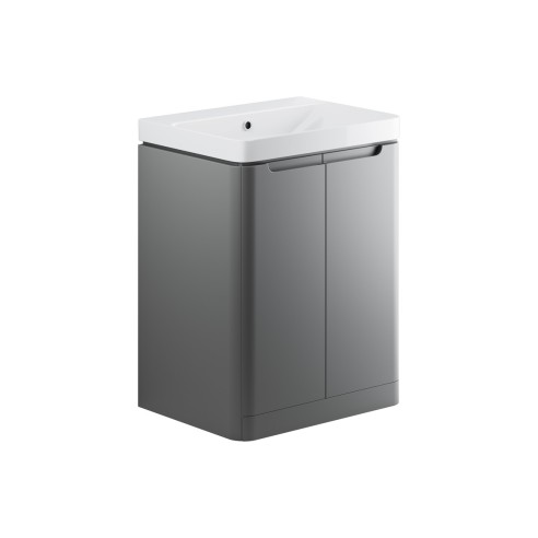 Lagos 605mm 2 Door Floor Standing Basin Unit - Matt Grey | V