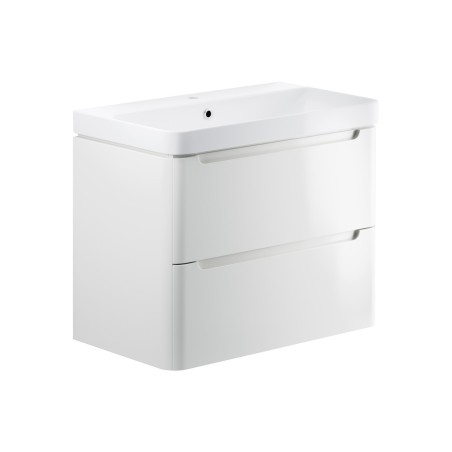 Lagos 805mm 2 Drawer Wall Hung Basin Unit - White Gloss | Va