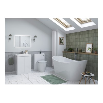 Lagos 805mm 2 Drawer Wall Hung Basin Unit - White Gloss | Va 2