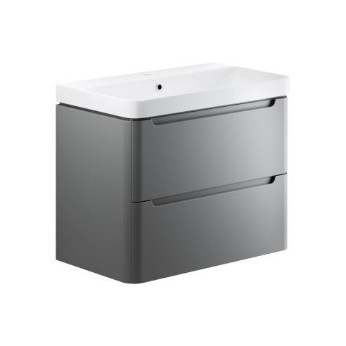 Lagos 805mm 2 Drawer Wall Hung Basin Unit - Matt Grey | Vani