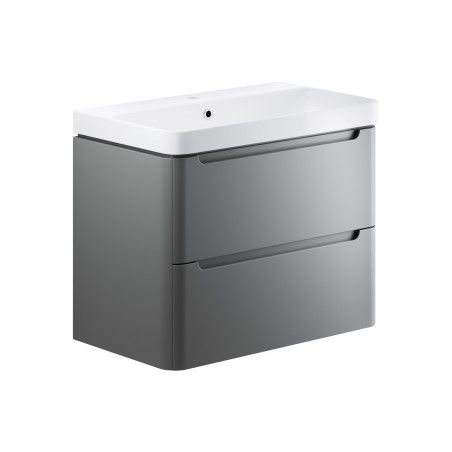 Lagos 805mm 2 Drawer Wall Hung Basin Unit - Matt Grey | Vani