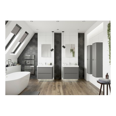 Lagos 805mm 2 Drawer Wall Hung Basin Unit - Matt Grey | Vani 2