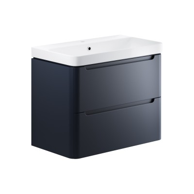 Lagos 805mm 2 Drawer Wall Hung Basin Unit - Matt Indigo | Va