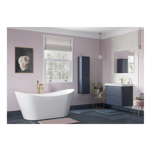 Lagos 805mm 2 Drawer Wall Hung Basin Unit - Matt Indigo | Va