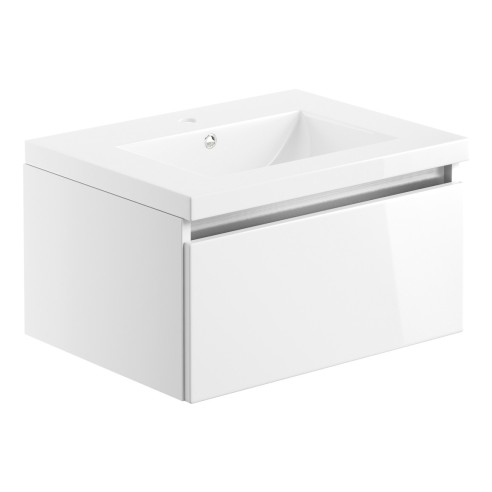 Coviha 615mm 1 Drawer Wall Hung Basin Unit Inc. Basin - Whit
