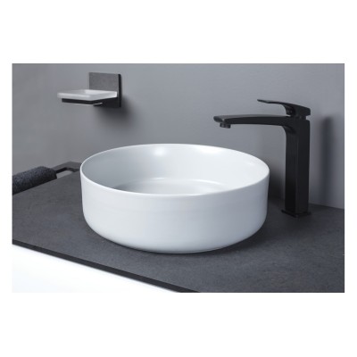 Luxo 355mm Ceramic Round Washbowl & Waste - Matt White | Bas 2