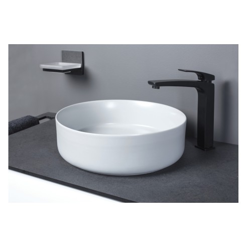 Luxo 355mm Ceramic Round Washbowl & Waste - Matt White | Bas