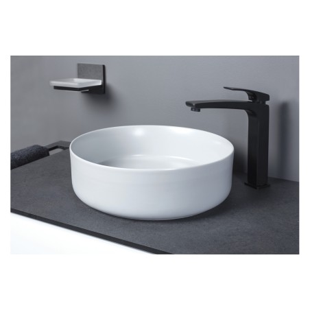 Luxo 355mm Ceramic Round Washbowl & Waste - Matt White | Bas
