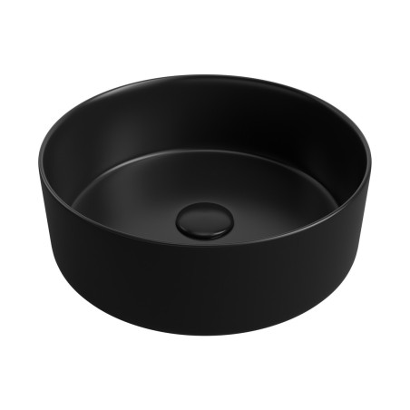 Luxo 355mm Ceramic Round Washbowl & Waste - Matt Black | Bas