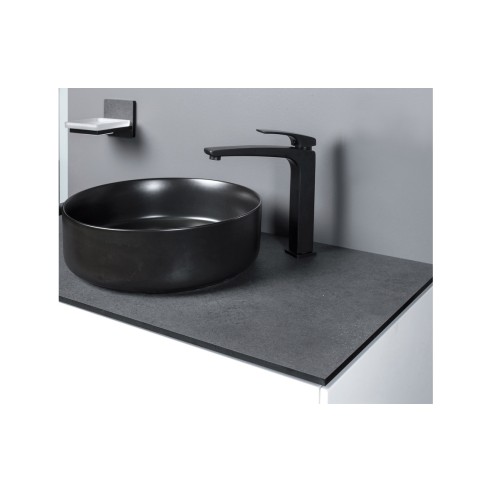 Luxo 355mm Ceramic Round Washbowl & Waste - Matt Black | Bas