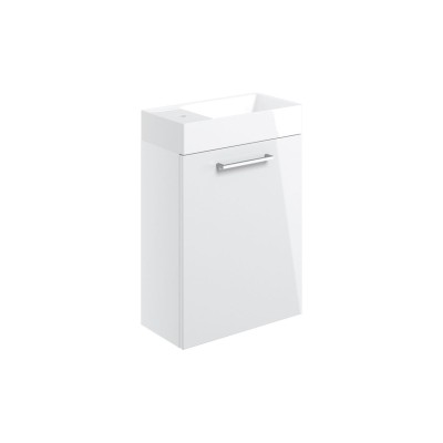 Valbom 410mm Wall Hung 1 Door Basin Unit & 1TH Basin - White