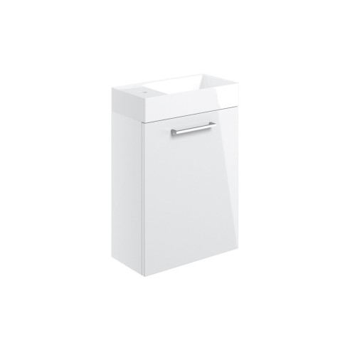 Valbom 410mm Wall Hung 1 Door Basin Unit & 1TH Basin - White