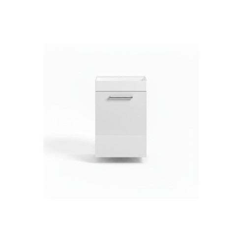 Valbom 410mm Wall Hung 1 Door Basin Unit & 1TH Basin - White