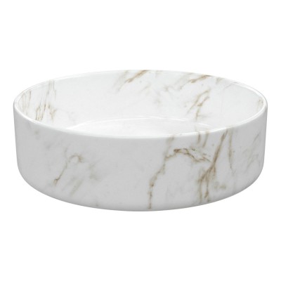 Luxo 355mm Ceramic Round Washbowl & Waste - Marble Effect |