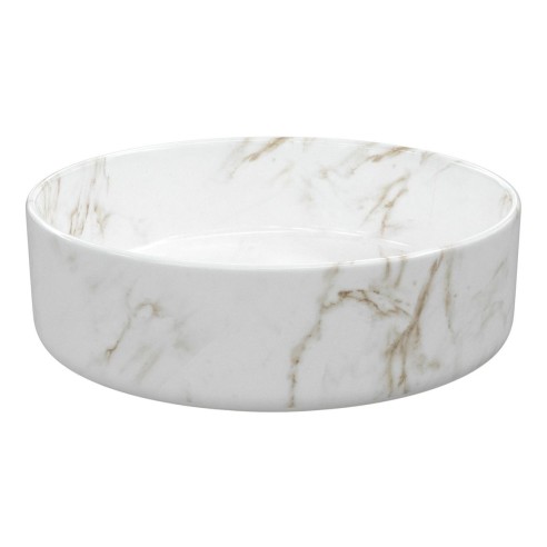 Luxo 355mm Ceramic Round Washbowl & Waste - Marble Effect |