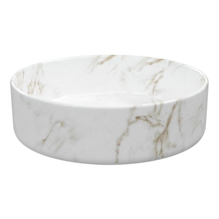 Luxo 355mm Ceramic Round Washbowl & Waste - Marble Effect |
