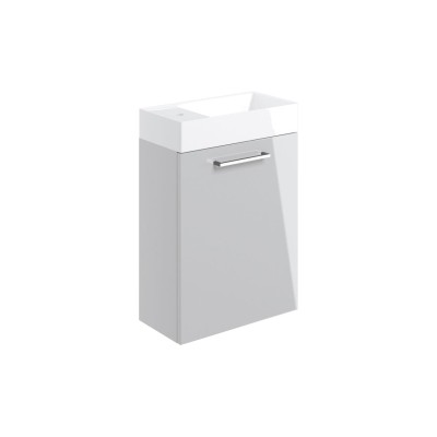 Valbom 410mm Wall Hung 1 Door Basin Unit & 1TH Basin - Grey