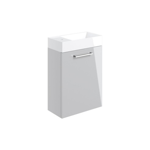Valbom 410mm Wall Hung 1 Door Basin Unit & 1TH Basin - Grey