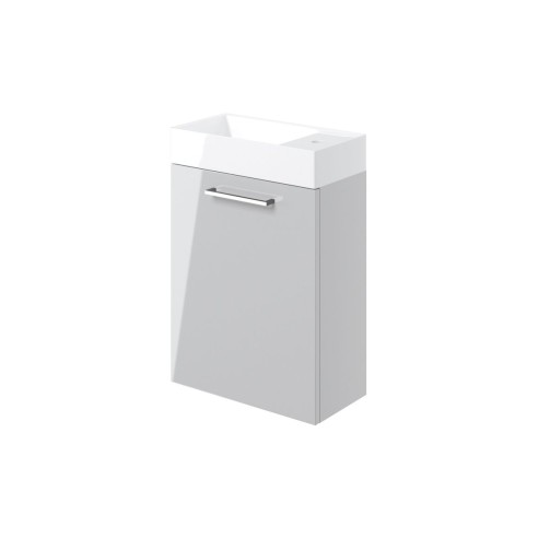 Valbom 410mm Wall Hung 1 Door Basin Unit & 1TH Basin - Grey