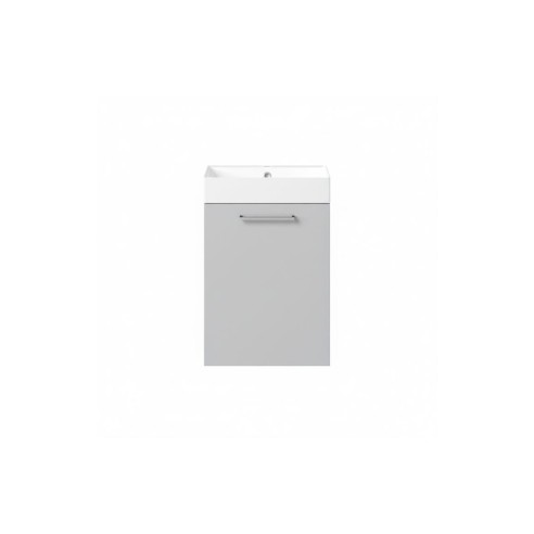 Valbom 410mm Wall Hung 1 Door Basin Unit & 1TH Basin - Grey