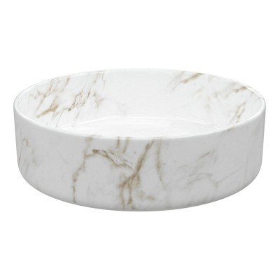 Luxo 355mm Ceramic Round Washbowl & Waste - Marble Effect | 2