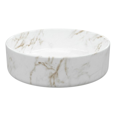 Luxo 355mm Ceramic Round Washbowl & Waste - Marble Effect |