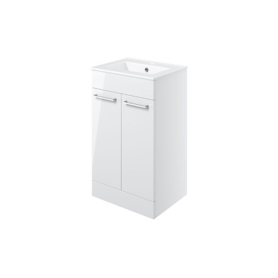 Valbom 510mm Floor Standing 2 Door Basin Unit & 1TH Thin Edg 2