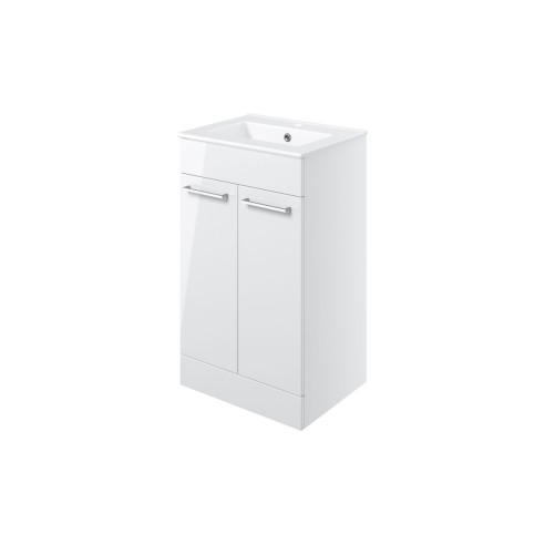 Valbom 510mm Floor Standing 2 Door Basin Unit & 1TH Thin Edg
