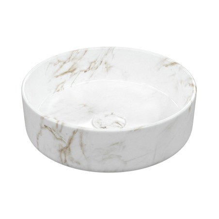 Luxo 355mm Ceramic Round Washbowl & Waste - Marble Effect |