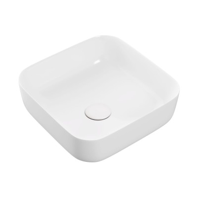 Luxo 400mm Ceramic Square Washbowl & Waste - Matt White | Ba