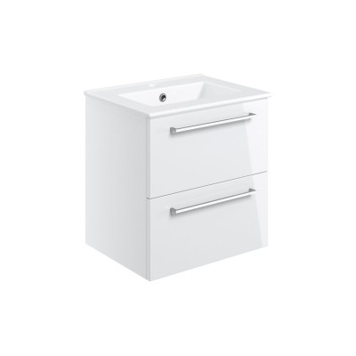 Valbom 510mm Wall Hung 2 Drawer Basin Unit & 1TH Thin Edge B