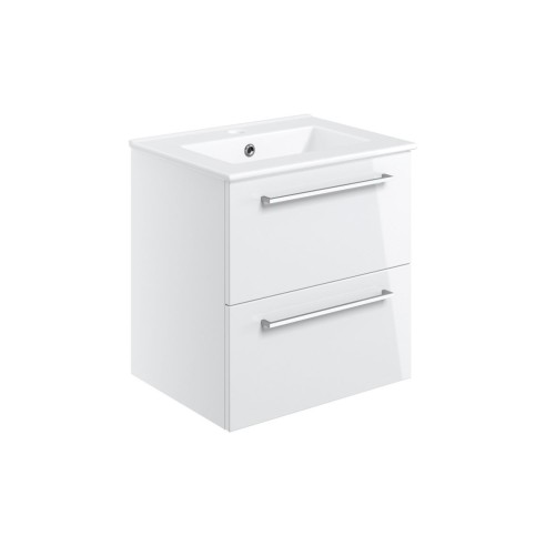 Valbom 510mm Wall Hung 2 Drawer Basin Unit & 1TH Thin Edge B