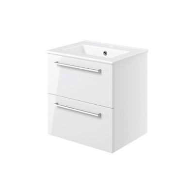 Valbom 510mm Wall Hung 2 Drawer Basin Unit & 1TH Thin Edge B 2