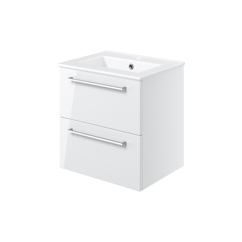 Valbom 510mm Wall Hung 2 Drawer Basin Unit & 1TH Thin Edge B
