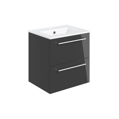 Valbom 510mm Wall Hung 2 Drawer Basin Unit & 1TH Thin Edge B
