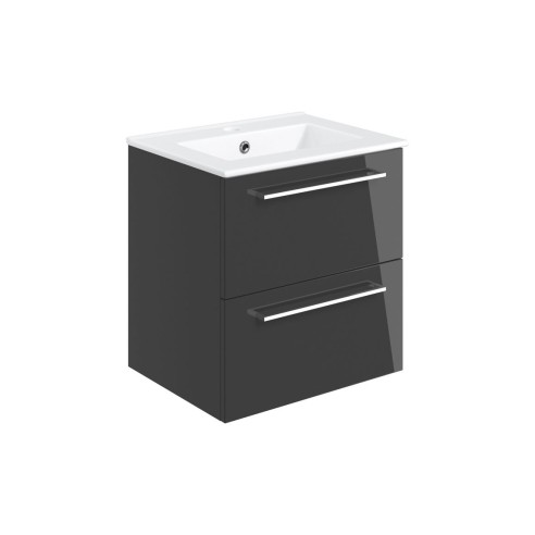 Valbom 510mm Wall Hung 2 Drawer Basin Unit & 1TH Thin Edge B