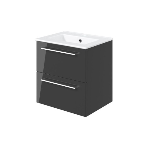 Valbom 510mm Wall Hung 2 Drawer Basin Unit & 1TH Thin Edge B