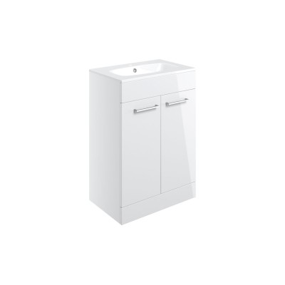 Valbom 610mm Floor Standing 2 Door Basin Unit & 1TH Thin Edg