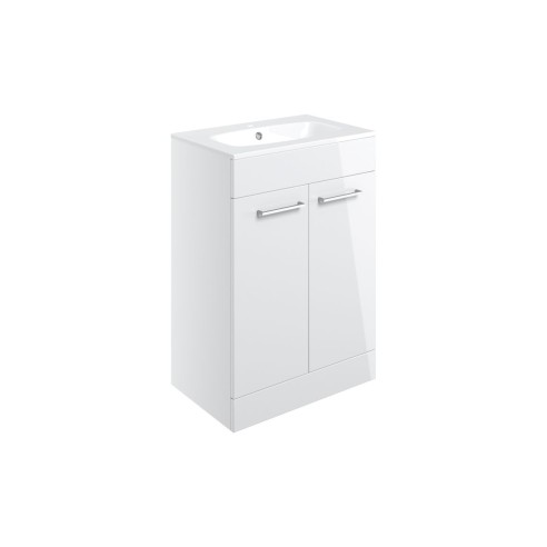 Valbom 610mm Floor Standing 2 Door Basin Unit & 1TH Thin Edg