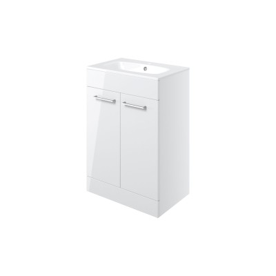 Valbom 610mm Floor Standing 2 Door Basin Unit & 1TH Thin Edg 2