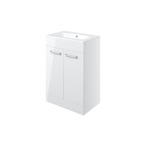 Valbom 610mm Floor Standing 2 Door Basin Unit & 1TH Thin Edg