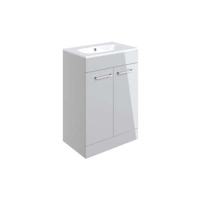 Valbom 610mm Floor Standing 2 Door Basin Unit & 1TH Thin Edg