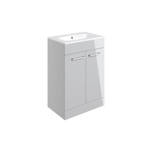 Valbom 610mm Floor Standing 2 Door Basin Unit & 1TH Thin Edg