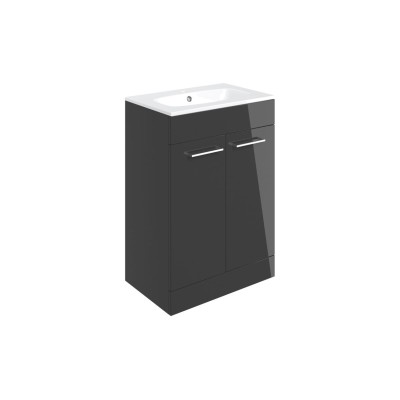 Valbom 610mm Floor Standing 2 Door Basin Unit & 1TH Thin Edg